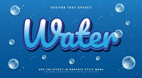 Water editable text effect template Stock Illustration