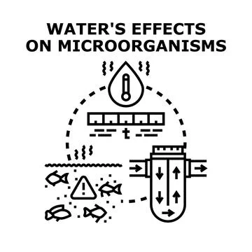 Water effects on microorganisms cleaning and testing Stock Illustration