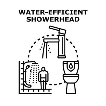 Water efficient home appliances saving resources concept Stock Illustration