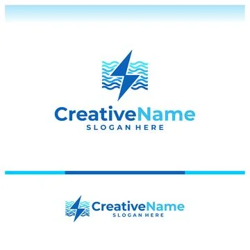 Water electric logo vector template. Creative electric water logo design co.. Stock Illustration