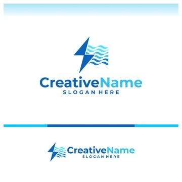 Water electric logo vector template. Creative electric water logo design co.. Stock Illustration