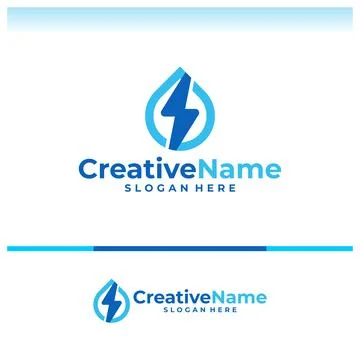 Water electric logo vector template. Creative electric water logo design co.. Stock Illustration
