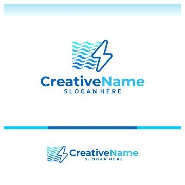 Water electric logo vector template. Creative electric water logo design co.. Stock Illustration