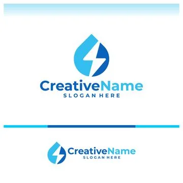 Water electric logo vector template. Creative electric water logo design co.. Stock Illustration