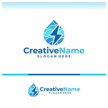 Water electric logo vector template. Creative electric water logo design co.. Stock Illustration