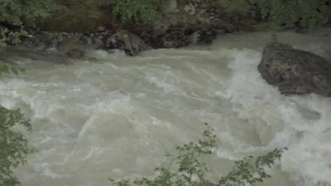 Water element. strong and rapid current of a mountain river Stock Footage 94332654