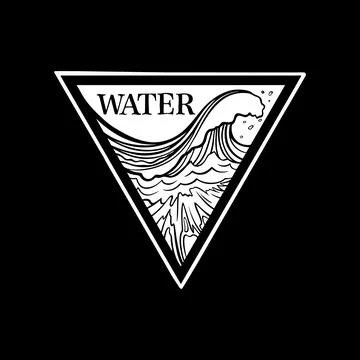 Water element  Triangle with wave and text "WATER" Illustrazione stock