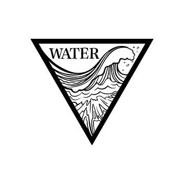 Water element  Triangle with wave and text "WATER" Stock Illustration