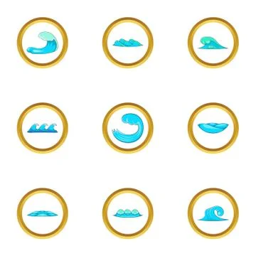 Water elements icons set, cartoon style イラスト素材