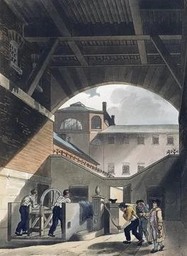 Water Engine, Coldbath Fields Prison.  Circa 1808.  After a work by August Pugin Stock Illustration