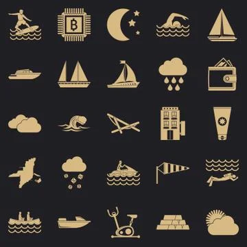 Water exercise icons set, simple style 스톡 일러스트