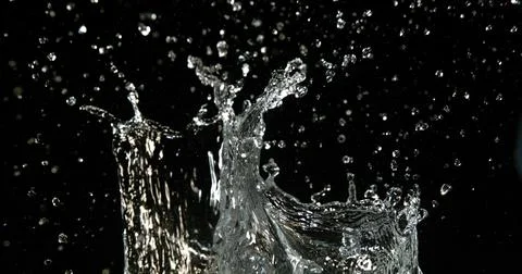Water Exploding and Splashing against Black Background Foto stock