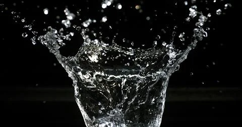 Water Exploding and Splashing against Black Background Foto stock