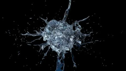 Water explosion - splash on the black background. 3D-rendering. Stock Illustration