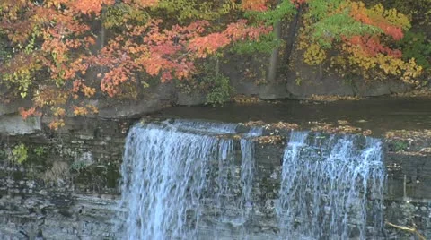 Water fall - Autum -002 Stock Footage 12647493