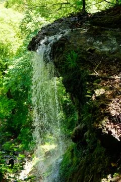 Water fall the big drop down the cliff Stock Photos