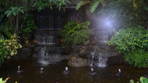 Water fall close up slow motion on dark background.  Stock Footage 83476423