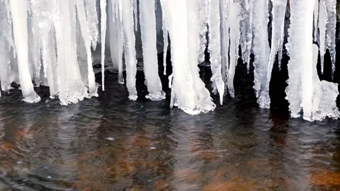 Water fall icicles Stock Footage 228859825