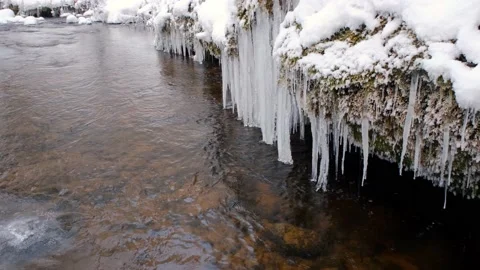 Water fall icicles Stock Footage 228859831