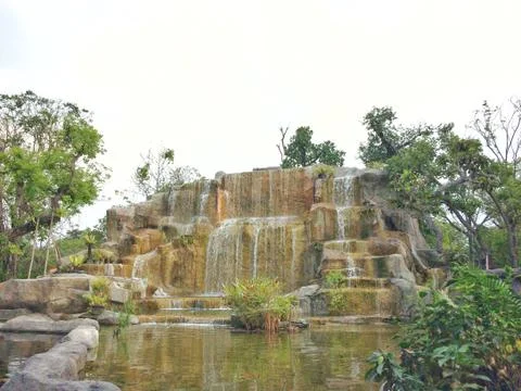 Water fall on nature white background Stock Photos