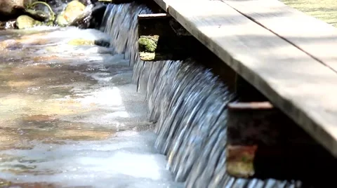 Water Fall over road and under foot path Stock Footage 41121682