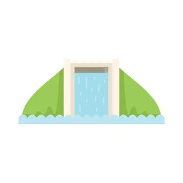 Water fall plant icon flat vector. Power energy Stock Illustration