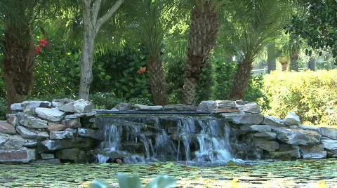 Water Fall In To Pond Stock Footage 134264