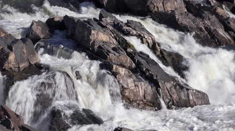 Water Fall of the Potomac River at Great Falls Park Stock Footage 57075041