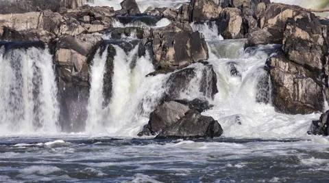 Water Fall Rapids in Great Falls Park Stock Footage 57075187