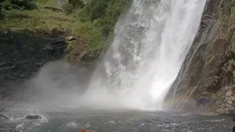 Water fall From Snowing Mount In Forest Stock Footage 161999780