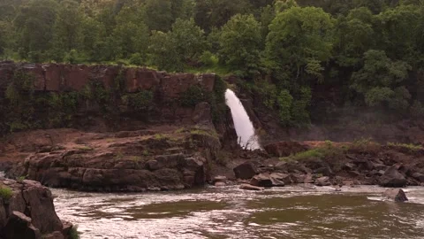 Water fall stock video. Slow motion video of beautiful wide waterfall . Stock Footage 220923783