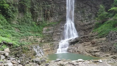Water fall in Three Gorges Bamboo Sea Ecology Scenic Spot, Maopingzhen, Zigui Stock Footage 136527652
