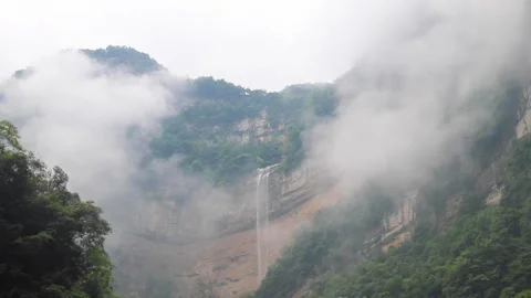 Water fall in Three Gorges Bamboo Sea Ecology Scenic Spot, Maopingzhen, Zigui Stock Footage 136527701