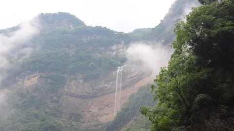 Water fall in Three Gorges Bamboo Sea Ecology Scenic Spot, Maopingzhen, Zigui Stock Footage 136527721