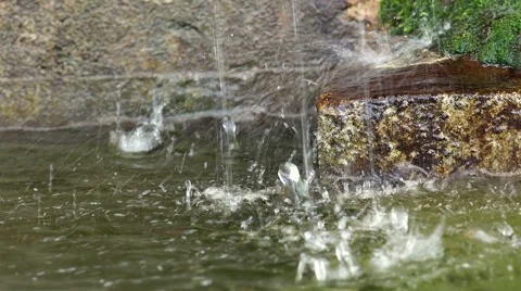 Water falling into the basin of a large monumental Italian fountain  Stock Footage 56150007