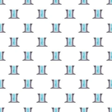 Water falling between stone pillars continuous pattern Stock Illustration