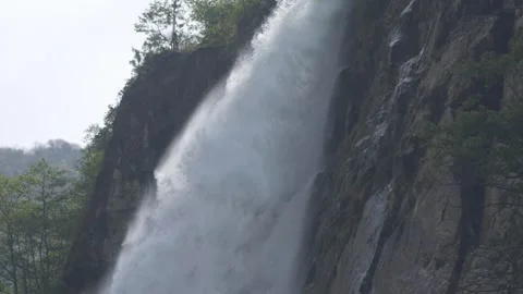 Water falling of a Cliff Slow motion Close up - Nuranang Falls, Arunachal, India Stock Footage 261037591