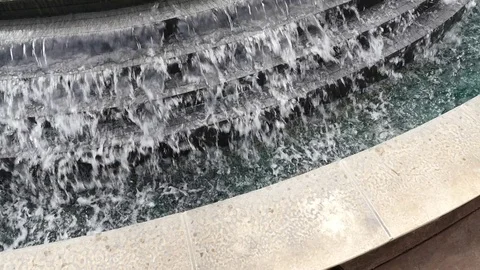 Water falling down feature in founatin Stock-Footage 80175758
