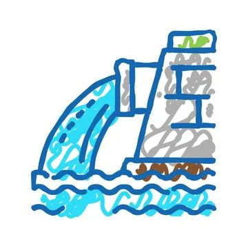 Water falling from drainage pipe icon doodle illustration Ilustración de archivo