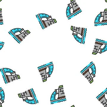 Water falling from drainage pipe vector seamless pattern Stock Illustration