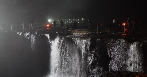 Water falling in the Moonlight Video stock 340353774
