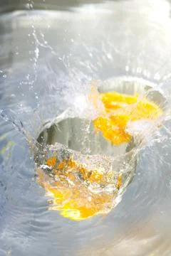 Water falling orange Foto stock