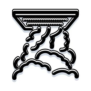 Water falling from rock black and white icon illustration Stock Illustration