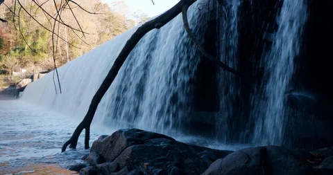 Water Falling from Small Dam in Forest Vídeo Stock 119003166