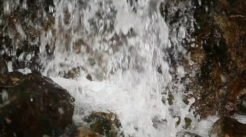 Water falling, small forest cascade close up Video stock 864543