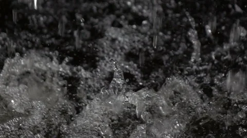 Water falling splash with surface water, slow motion Stock Footage 91494519