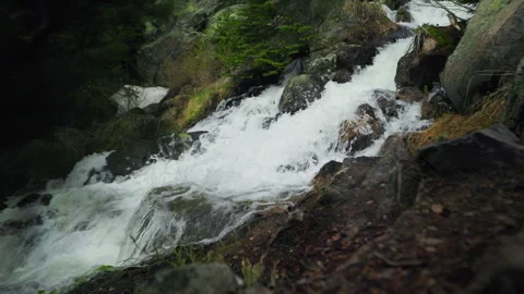 Water falls between all the rocks and cracks at the Rocky Mountain National Park Stock Footage 279521567