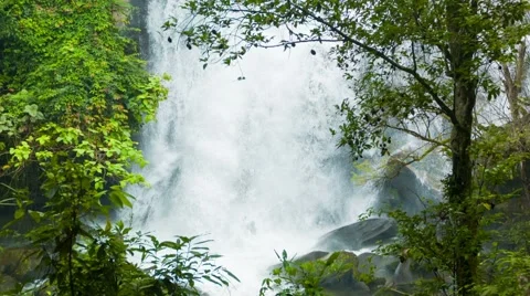 Water falls down from a great height. forest waterfall in thailand Video stock 40185581