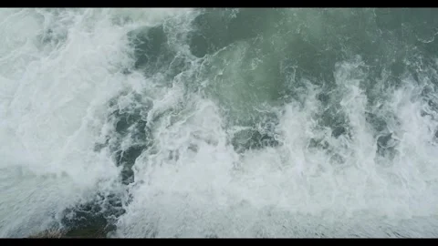 Water falls down into waterfall with foam, top view 스톡 동영상 271071293