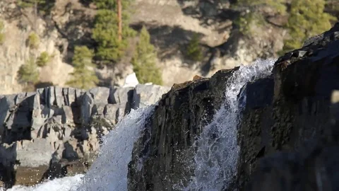 Water falls downward pan- Stock Footage 86535120